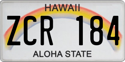 HI license plate ZCR184
