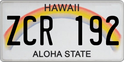 HI license plate ZCR192