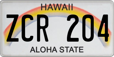 HI license plate ZCR204