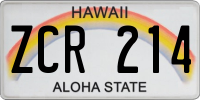 HI license plate ZCR214