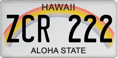 HI license plate ZCR222