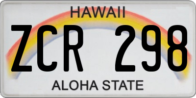 HI license plate ZCR298