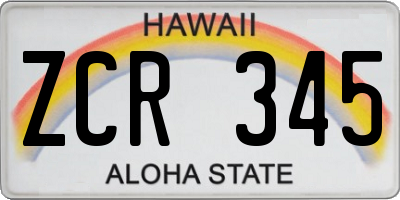 HI license plate ZCR345