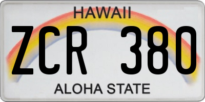 HI license plate ZCR380