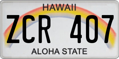 HI license plate ZCR407
