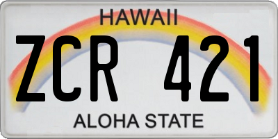 HI license plate ZCR421