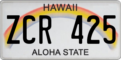 HI license plate ZCR425