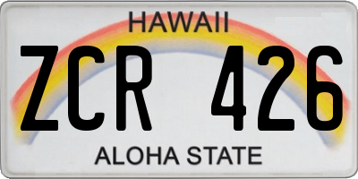 HI license plate ZCR426