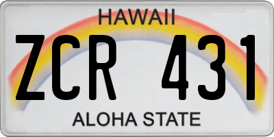 HI license plate ZCR431