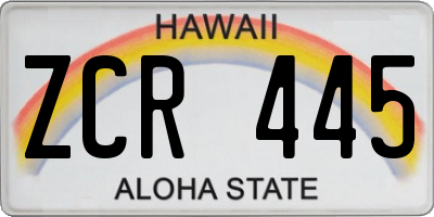 HI license plate ZCR445