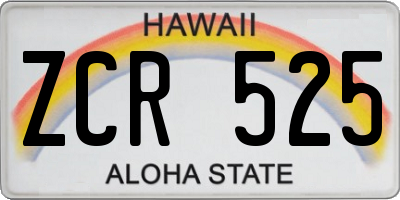 HI license plate ZCR525