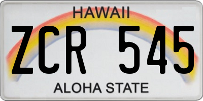 HI license plate ZCR545
