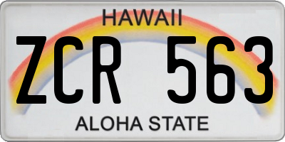 HI license plate ZCR563