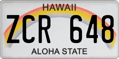 HI license plate ZCR648