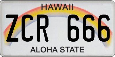 HI license plate ZCR666