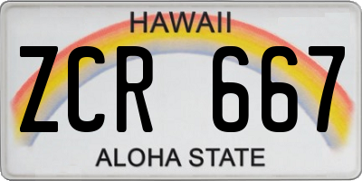 HI license plate ZCR667
