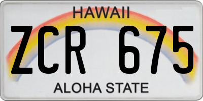HI license plate ZCR675