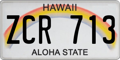 HI license plate ZCR713