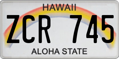 HI license plate ZCR745