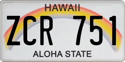 HI license plate ZCR751