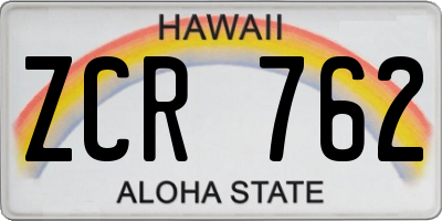 HI license plate ZCR762