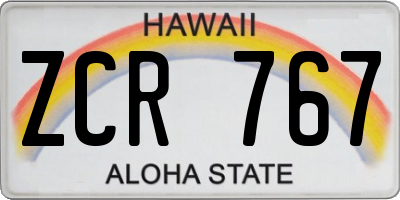 HI license plate ZCR767