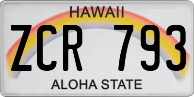 HI license plate ZCR793