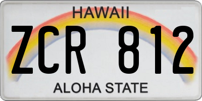 HI license plate ZCR812
