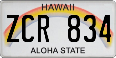 HI license plate ZCR834