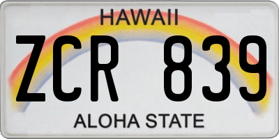 HI license plate ZCR839
