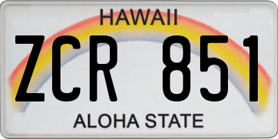 HI license plate ZCR851