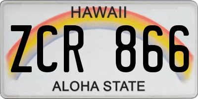 HI license plate ZCR866