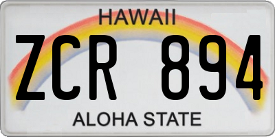 HI license plate ZCR894