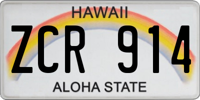 HI license plate ZCR914