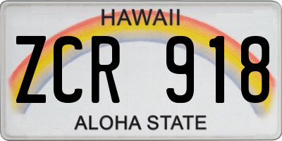 HI license plate ZCR918