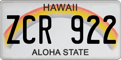 HI license plate ZCR922