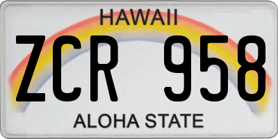 HI license plate ZCR958