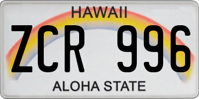 HI license plate ZCR996