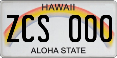 HI license plate ZCS000