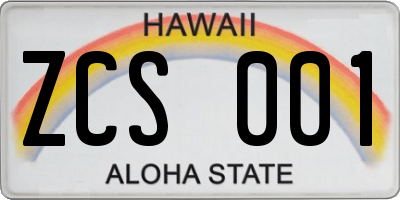 HI license plate ZCS001