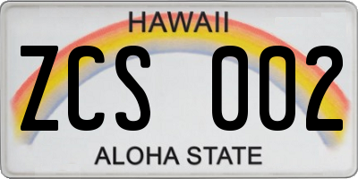 HI license plate ZCS002