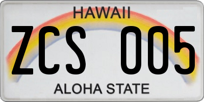 HI license plate ZCS005