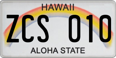 HI license plate ZCS010
