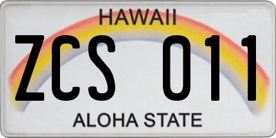 HI license plate ZCS011