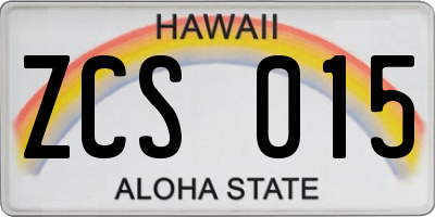 HI license plate ZCS015