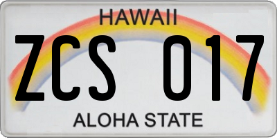 HI license plate ZCS017