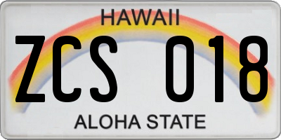 HI license plate ZCS018