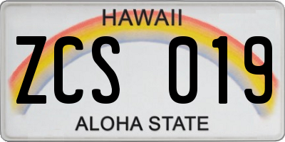 HI license plate ZCS019