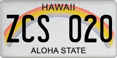 HI license plate ZCS020