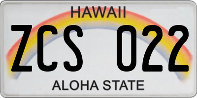 HI license plate ZCS022